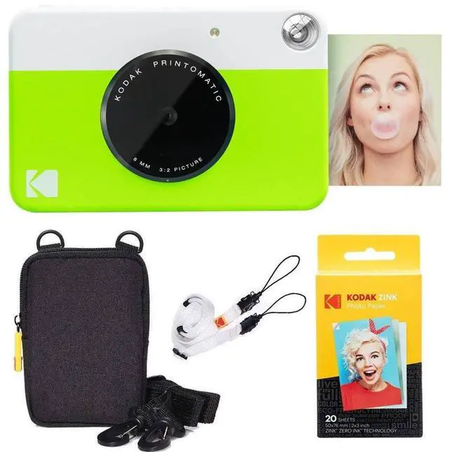Alt view image 5 of 7 - KODAK Printomatic Full-Color Instant Print Camera Starter Bundle + Carrying Case + Zink 20pk Photo Paper - Colorful Photos On 2x3 Sticky-Back Paper - Fun Gift for Birthday Christmas Holiday - Green