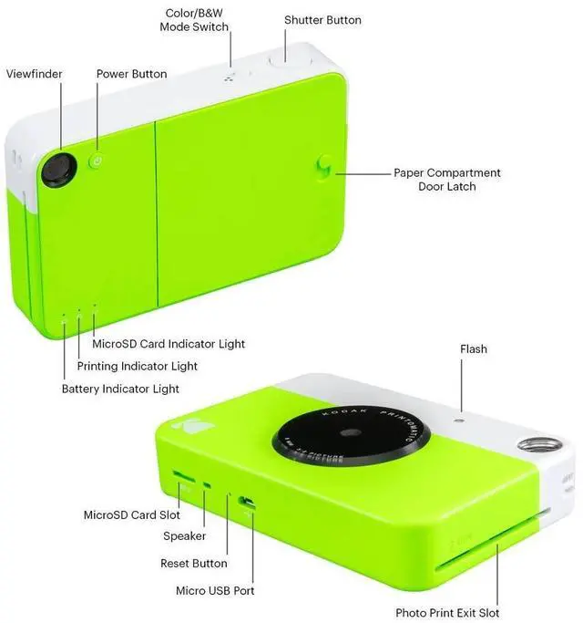 Alt view image 5 of 6 - Kodak Printomatic Instant Camera Bundle (Green) Zink Paper (20 Sheets) - Case - Photo Album - Hanging Frames.
