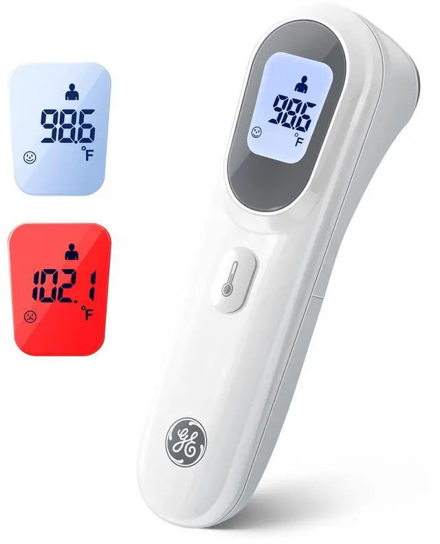 Main image of GE No-Touch Digital Forehead Thermometer for Adults, Kids and Babies, Non-Contact 2-in-1 Infrared Temperature Scanner, Instant Accurate Reading, LCD Screen, 1-Button Operation & Fever Alert (TM3000)