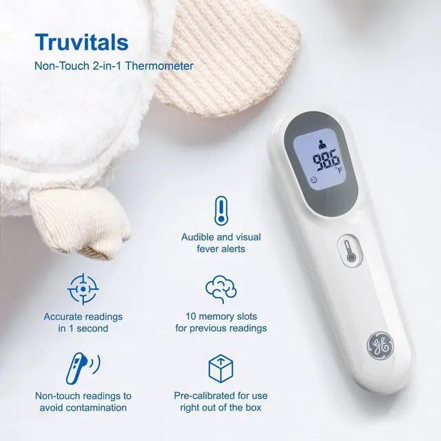Alt view image 3 of 6 - GE No-Touch Digital Forehead Thermometer for Adults, Kids and Babies, Non-Contact 2-in-1 Infrared Temperature Scanner, Instant Accurate Reading, LCD Screen, 1-Button Operation & Fever Alert (TM3000)