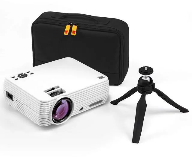 Alt view image 2 of 8 - kodak flik x4 home projector | 4.0 lcd compact home theater system projects up to 150? with 1080p compatibility & bright lumen led lamp | vga/av/hdmi/usb/tf inputs | remote, tripod & carry case