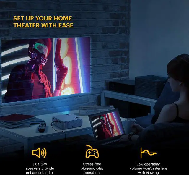 Alt view image 4 of 8 - kodak flik x4 home projector | 4.0 lcd compact home theater system projects up to 150? with 1080p compatibility & bright lumen led lamp | vga/av/hdmi/usb/tf inputs | remote, tripod & carry case
