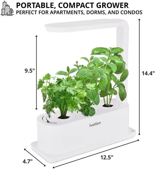 Alt view image 2 of 7 - Ivation 3-Pod Indoor Hydroponics Growing System Kit with LED Grow Light, Herb Garden planter for Herbs, Vegetables, Plants Flowers and Fruit