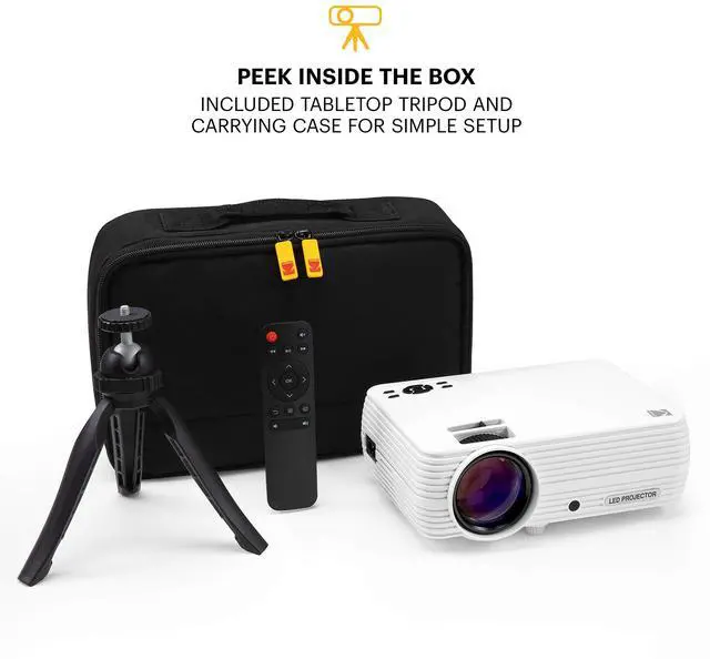 Alt view image 8 of 8 - kodak flik x4 home projector | 4.0 lcd compact home theater system projects up to 150? with 1080p compatibility & bright lumen led lamp | vga/av/hdmi/usb/tf inputs | remote, tripod & carry case