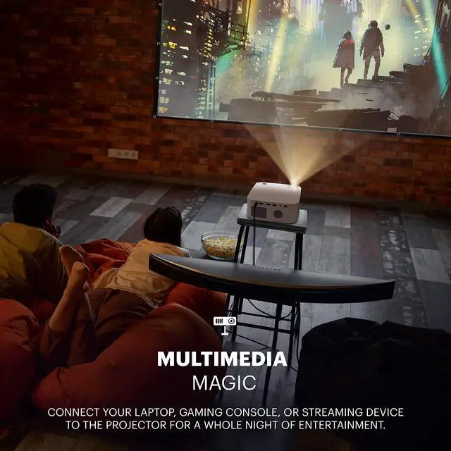 Alt view image 3 of 7 - KODAK FLIK X10 Full HD Multimedia Projector Kit | 1080p Mini Compact Portable Home Theater System Bundle with 100 Projection Screen, Remote Control, Tripod Stand, HDMI Cable, Hooks & Carry Case