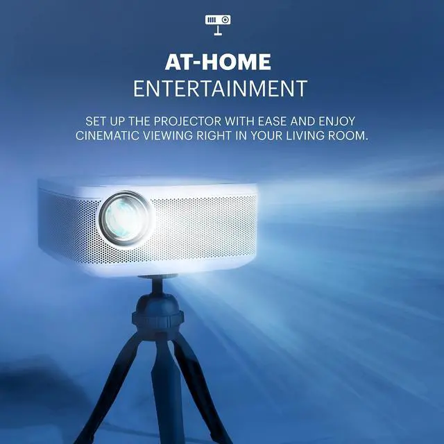 Alt view image 5 of 7 - KODAK FLIK X10 Full HD Multimedia Projector Kit | 1080p Mini Compact Portable Home Theater System Bundle with 100 Projection Screen, Remote Control, Tripod Stand, HDMI Cable, Hooks & Carry Case