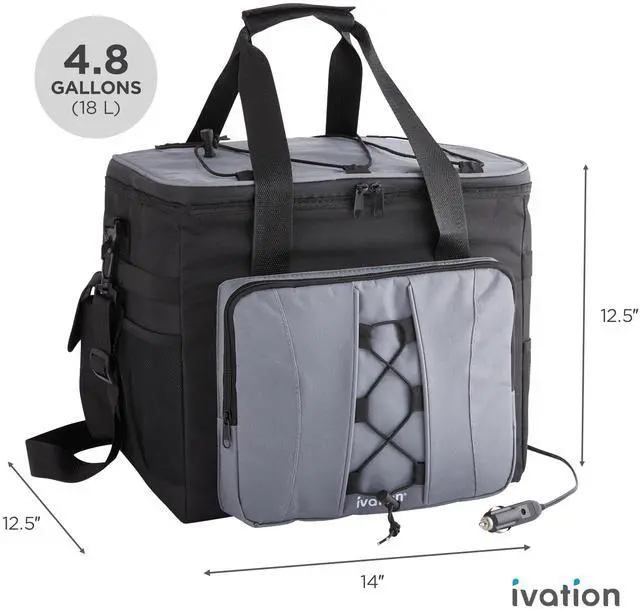 Alt view image 3 of 7 - Ivation Portable Electric Cooler Bag | 18L Soft Sided Thermoelectric Travel Cooler with Shoulder Strap, Storage Pocket & DC 12V Plug in for Car, Truck & RV Camping
