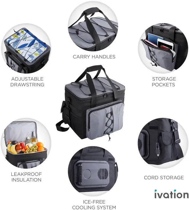 Alt view image 6 of 7 - Ivation Portable Electric Cooler Bag | 18L Soft Sided Thermoelectric Travel Cooler with Shoulder Strap, Storage Pocket & DC 12V Plug in for Car, Truck & RV Camping