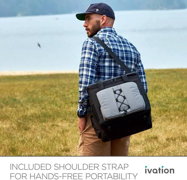 Alt view image 7 of 7 - Ivation Portable Electric Cooler Bag | 18L Soft Sided Thermoelectric Travel Cooler with Shoulder Strap, Storage Pocket & DC 12V Plug in for Car, Truck & RV Camping