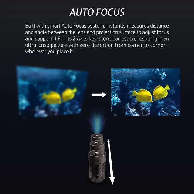 Alt view image 3 of 7 - HP Mobile Projector | Portable for Home & Office | LED Home Theater & Bluetooth Speaker for Phone or Tablet | 80 Display w/ Auto Focus | Wireless HDMI, USB, Wi-Fi for Roku, Chromecast, or Firestick