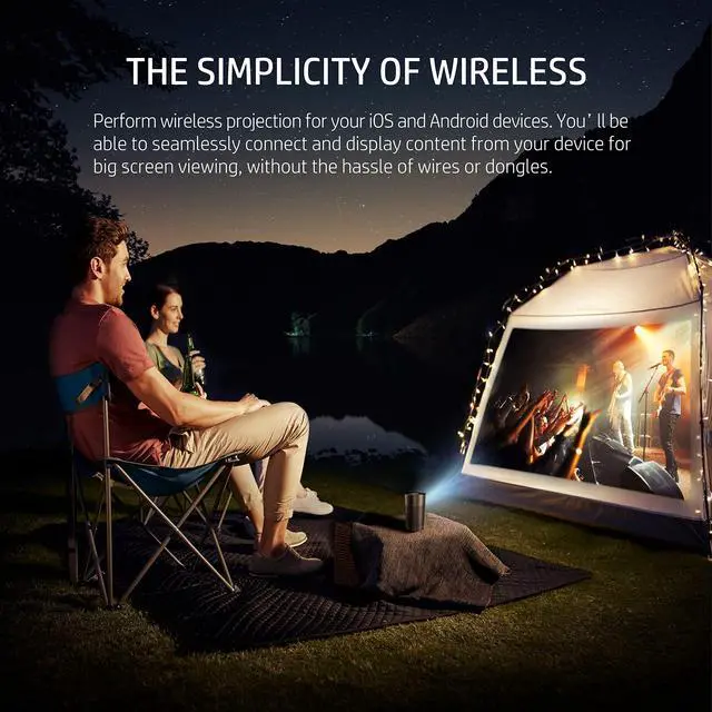 Alt view image 6 of 7 - HP Mobile Projector | Portable for Home & Office | LED Home Theater & Bluetooth Speaker for Phone or Tablet | 80 Display w/ Auto Focus | Wireless HDMI, USB, Wi-Fi for Roku, Chromecast, or Firestick