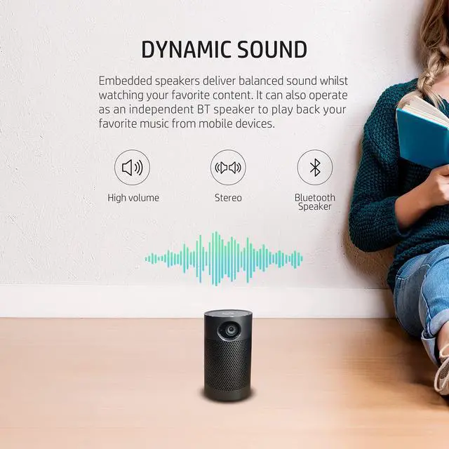 Alt view image 7 of 7 - HP Mobile Projector | Portable for Home & Office | LED Home Theater & Bluetooth Speaker for Phone or Tablet | 80 Display w/ Auto Focus | Wireless HDMI, USB, Wi-Fi for Roku, Chromecast, or Firestick