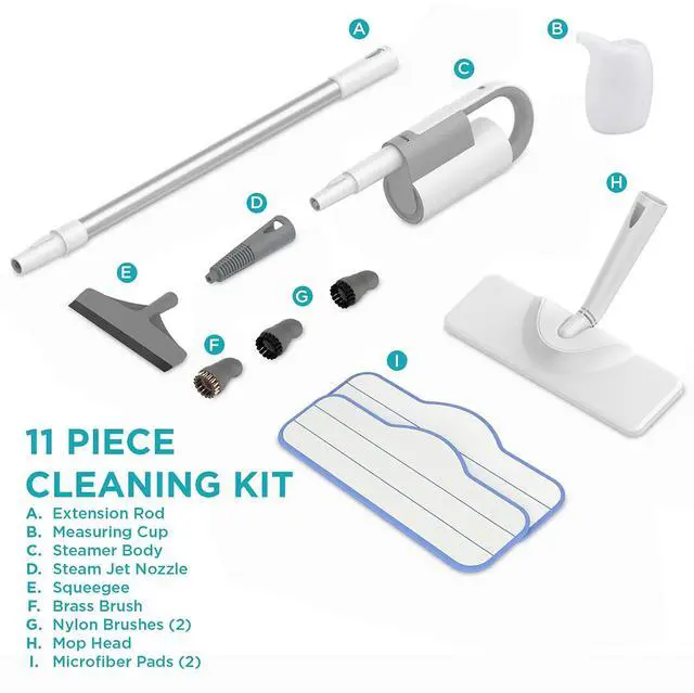 Alt view image 3 of 7 - Ivation 2-in-1 Steam Mop & Cleaning Kit | 10-Piece Indoor/Outdoor Cleaner w/ Detachable Handheld Pump Steamer, Extension Rod for Floors & Windows, Microfiber Pads & Brushes | Fast 25-Second Heat Time
