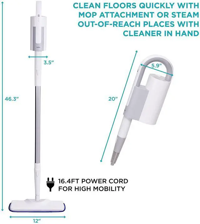 Alt view image 5 of 7 - Ivation 2-in-1 Steam Mop & Cleaning Kit | 10-Piece Indoor/Outdoor Cleaner w/ Detachable Handheld Pump Steamer, Extension Rod for Floors & Windows, Microfiber Pads & Brushes | Fast 25-Second Heat Time