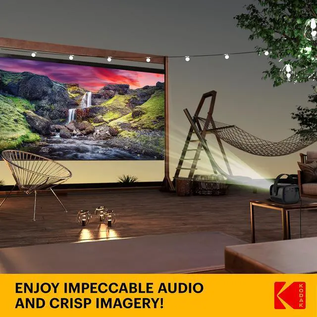 Alt view image 3 of 7 - KODAK FLIK X2 Mini Pico Projector | Portable 100 Projector with Remote Control, Speakers & Carry Handle Plays Movies, TV & Games | Compatible with HDMI, USB, AV, MicroSD, Smartphone, Firestick, Black
