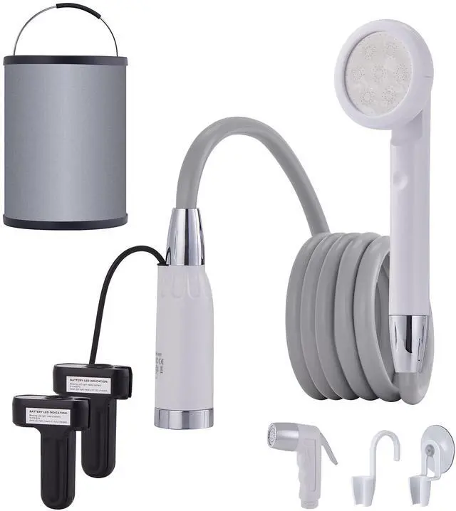 Main image of Ivation Portable Camping Shower Kit | All-in-One Compact Outdoor Bath Set with Tiltable Shower Head, 6Ft Hose, Detachable Bidet Sprayer, Collapsible Water Bucket, Carry Case, 2 Battery Packs & Charger