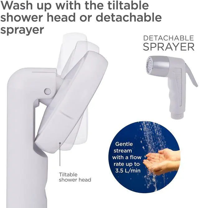 Alt view image 7 of 7 - Ivation Portable Camping Shower Kit | All-in-One Compact Outdoor Bath Set with Tiltable Shower Head, 6Ft Hose, Detachable Bidet Sprayer, Collapsible Water Bucket, Carry Case, 2 Battery Packs & Charger