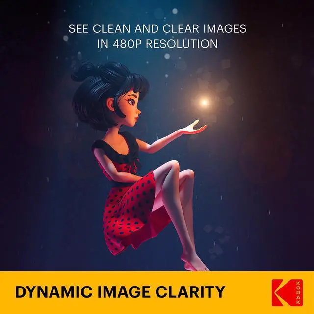 Alt view image 5 of 7 - KODAK FLIK X1 Mini Pico Projector | Portable Compact 100 Projector with Remote Control & 2W Speakers Plays Movies, TV Shows & Games | Compatible with HDMI, USB, AV, Smartphone, Firestick Black