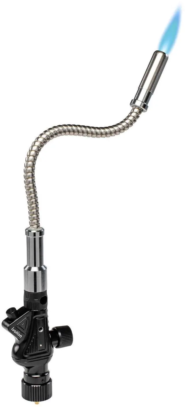 Main image of Ivation Heavy-Duty Trigger-Start Propane Torch with Extended Flexible Neck Tube | Gas Powered Blow Torch Head with Push Ignition, Adjustable Flame | High Temps Up to 2075°F | For CGA600 Handle Tanks