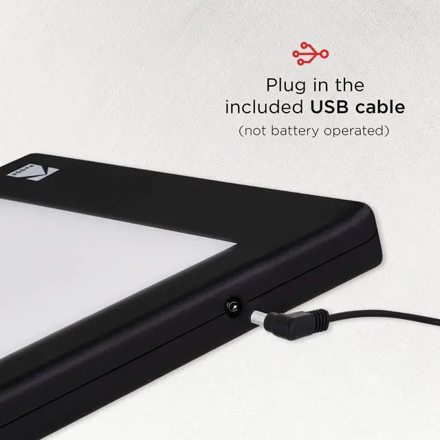 Alt view image 3 of 7 - KODAK LED Light Box 8x6 for Negatives, Slides & Films | Illuminated Board Panel & LED Light Pad for Viewing & Scanning Photos, Tattoo Drawing, Artist Sketching & Stenciling | Glare-Free, USB Powered