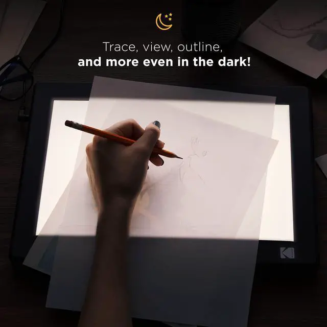 Alt view image 5 of 7 - KODAK LED Light Box 5x4 for Negatives, Slides & Films | Illuminated Board Panel for Viewing & Scanning Photos, Tattoo Drawing, Artist Sketching, Stenciling & More | Glare-Free, Battery & USB Powered