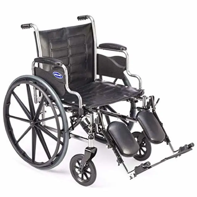 Alt view image 4 of 5 - Invacare Wheelchair Legrests, Elevating, Aluminum Footplates, Padded Calf Pads, 1 Pair, T94HAP, Black