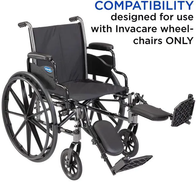 Alt view image 3 of 5 - Invacare Wheelchair Legrests, Elevating, Aluminum Footplates, Padded Calf Pads, 1 Pair, T94HAP, Black