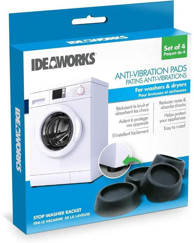 Alt view image 6 of 7 - Ideaworks Washing Machine Antivibration Pads - Anti-Walk Dryer & Washer Vibration Pads - Noise Reducing Silent Feet - Sleeker Design than Washing Machine Stand or Mat - Set of 8