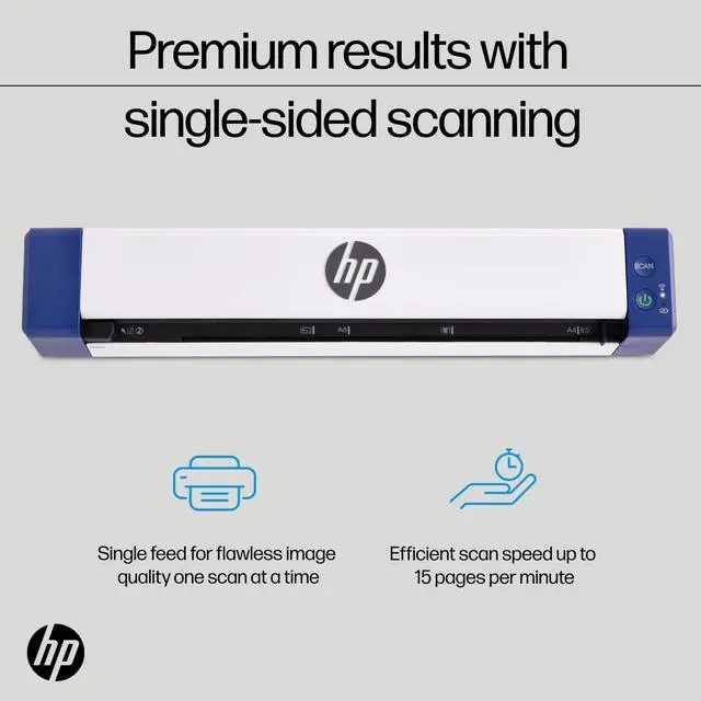 Alt view image 3 of 7 - HP PS100W Mobile Document Scanner | Compact, Portable, Wireless, 1-Sided Simplex Digital Scanner for Home & Office | Rechargeable, USB & Wi-Fi, Compatible with Mac & Windows PC, Laptop & Smartphone