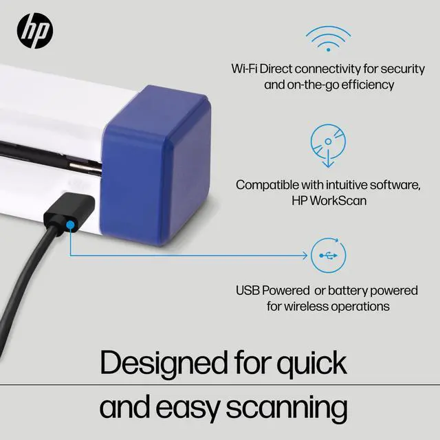 Alt view image 4 of 7 - HP PS100W Mobile Document Scanner | Compact, Portable, Wireless, 1-Sided Simplex Digital Scanner for Home & Office | Rechargeable, USB & Wi-Fi, Compatible with Mac & Windows PC, Laptop & Smartphone