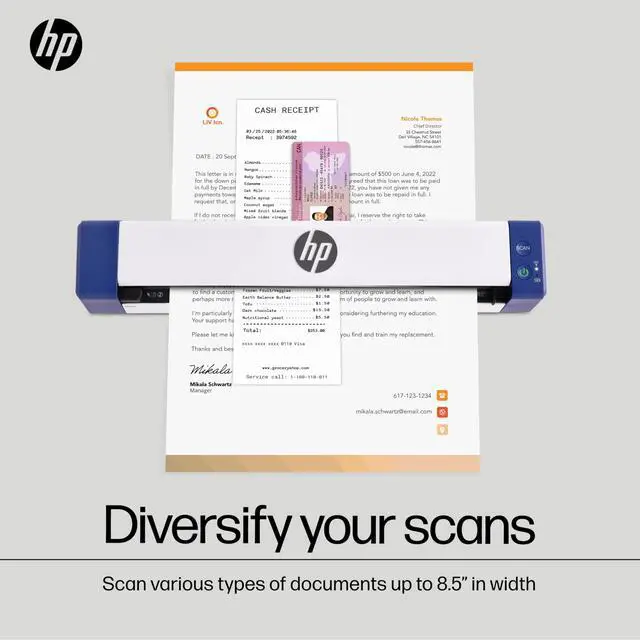 Alt view image 6 of 7 - HP PS100W Mobile Document Scanner | Compact, Portable, Wireless, 1-Sided Simplex Digital Scanner for Home & Office | Rechargeable, USB & Wi-Fi, Compatible with Mac & Windows PC, Laptop & Smartphone