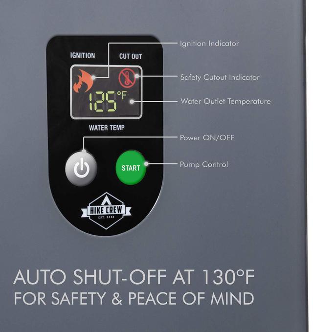 Alt view image 3 of 7 - Hike Crew Portable Propane Water Heater & Shower Pump  Compact Outdoor Cleaning & Showering System w/ LCD & Auto Safety Shutoff for Instant Hot Water While Camping, Hiking  Carry Case Included
