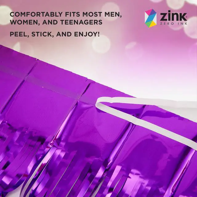 Alt view image 3 of 5 - Zink 2 Pack 3.28 Ft x 6.56 Ft Purple Foil Curtain Backdrop - Tinsel Streamers for Photo Booth, Birthday Party, Wedding, Graduation, Holiday Decorations