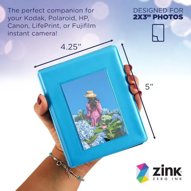 Alt view image 2 of 7 - Zink 2x3 Mini Photo Album 64-Pocket w/ Transparent Window Cover for 2x3 ZINK Zero Ink Photo Paper (Blue) Compatible w/ Kodak, Lifeprint, Polaroid, HP, Canon, Fujifilm 2x3" photos