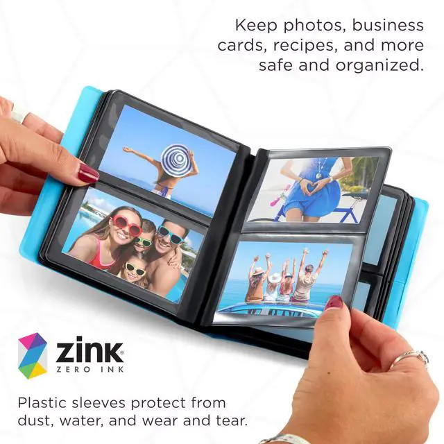 Alt view image 5 of 7 - Zink 2x3 Mini Photo Album 64-Pocket w/ Transparent Window Cover for 2x3 ZINK Zero Ink Photo Paper (Blue) Compatible w/ Kodak, Lifeprint, Polaroid, HP, Canon, Fujifilm 2x3" photos