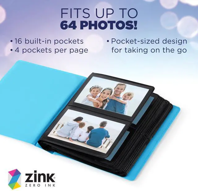 Alt view image 3 of 7 - Zink 2x3 Mini Photo Album 64-Pocket w/ Transparent Window Cover for 2x3 ZINK Zero Ink Photo Paper (Blue) Compatible w/ Kodak, Lifeprint, Polaroid, HP, Canon, Fujifilm 2x3" photos