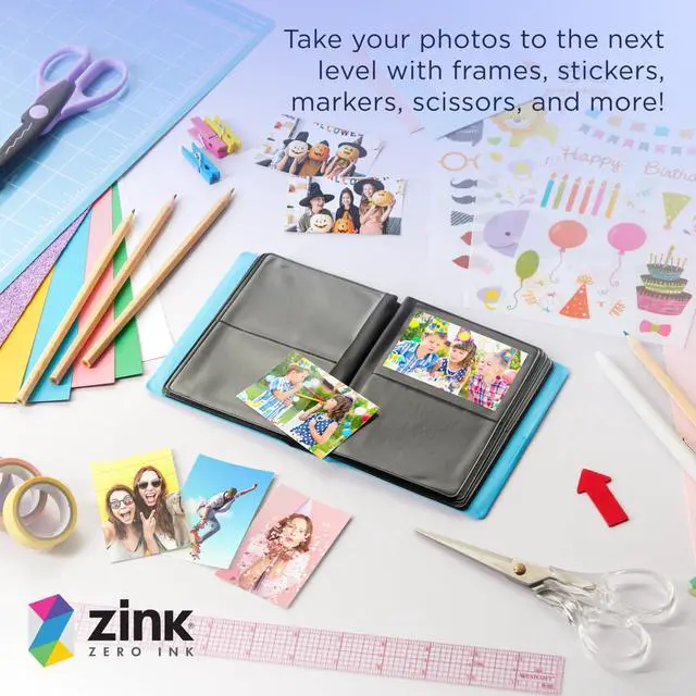 Alt view image 6 of 7 - Zink 2x3 Mini Photo Album 64-Pocket w/ Transparent Window Cover for 2x3 ZINK Zero Ink Photo Paper (Blue) Compatible w/ Kodak, Lifeprint, Polaroid, HP, Canon, Fujifilm 2x3" photos