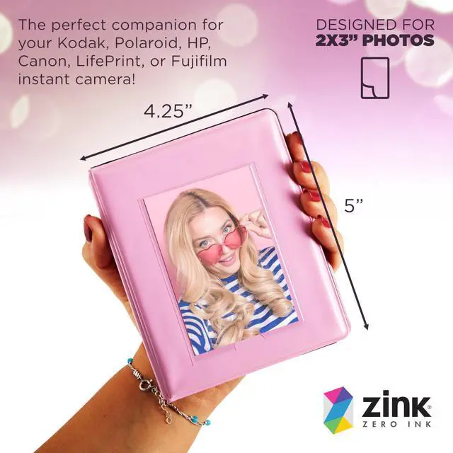 Alt view image 2 of 7 - Zink 2x3 Mini Photo Album 64-Pocket w/ Transparent Window Cover for 2x3 ZINK Zero Ink Photo Paper (Pink) Compatible w/ Kodak, Lifeprint, Polaroid, HP, Canon, Fujifilm 2x3" photos