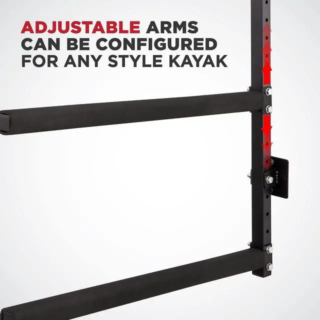 Alt view image 3 of 7 - RaxGo Wall Kayak Storage Rack, Heavy Duty Wall Mounted Garage Kayak Storage Hooks for Kayaks, SUP, Canoe & Paddleboard , For Indoor, Outdoor, Garage , Adjustable Arms - Universal design