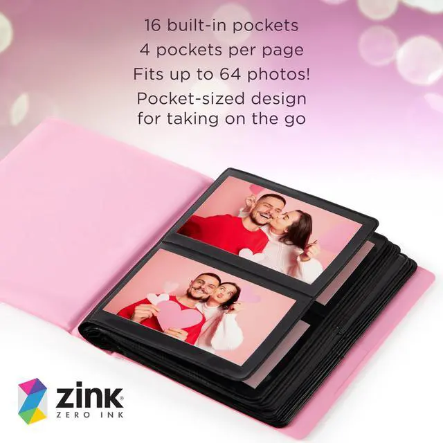 Alt view image 3 of 7 - Zink 2x3 Mini Photo Album 64-Pocket w/ Transparent Window Cover for 2x3 ZINK Zero Ink Photo Paper (Pink) Compatible w/ Kodak, Lifeprint, Polaroid, HP, Canon, Fujifilm 2x3" photos