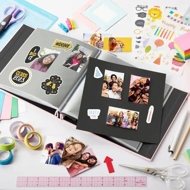 Alt view image 6 of 7 - Zink Cloth Covered Scrapbook 8x8 Photo Album w/Front Picture Window (Pink)