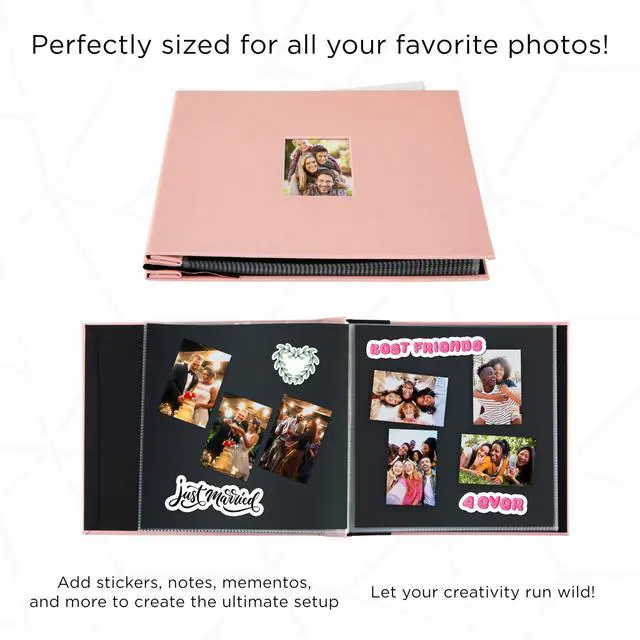 Alt view image 2 of 7 - Zink Cloth Covered Scrapbook 8x8 Photo Album w/Front Picture Window (Pink)