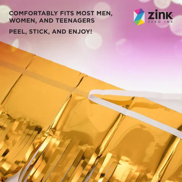 Alt view image 3 of 5 - Zink 2 Pack 3.28 Ft x 6.56 Ft Gold Foil Curtain Backdrop - Tinsel Streamers for Photo Booth, Birthday Party, Wedding, Graduation, Holiday Decorations