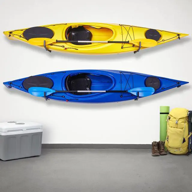 Alt view image 6 of 7 - RaxGo Kayak Wall Hanger, Heavy Duty Wall Mounted Kayak Storage Rack Hooks for Kayaks & Canoes , Indoor, Outdoor, Garage, Adjustable Length