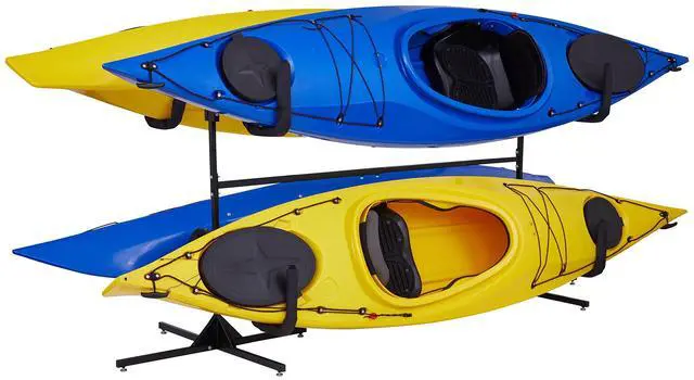 Main image of RaxGo kayak Storage Rack, Freestanding Heavy Duty Stand for Two-Kayak, SUP, Canoe & Paddleboard for Indoor, Outdoor, Garage, Shed, or Dock, Adjustable Height