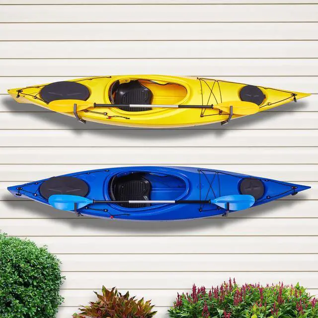 Alt view image 7 of 7 - RaxGo Kayak Wall Hanger, Heavy Duty Wall Mounted Kayak Storage Rack Hooks for Kayaks & Canoes , Indoor, Outdoor, Garage, Adjustable Length