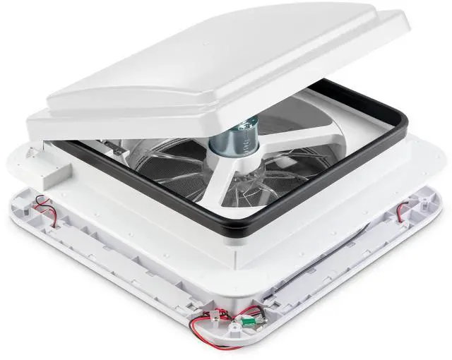 Main image of Hike Crew 11 RV Roof Vent Fan w/ LED Light | 12V Intake & Exhaust Camper Fan | Manual Open/Close | Includes Screws & Garnish | White Lid