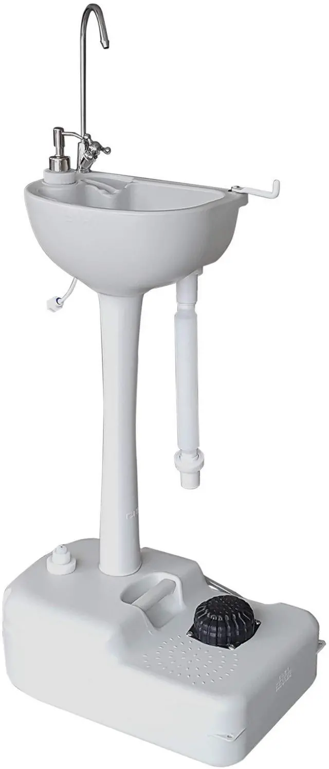 Main image of Hike Crew Advanced Portable Outdoor Foot Pump Camping Sink Hose Connector for Optional Continues Water 5 Gallon (19L) Tank, Wheels, Soap Dispenser, Faucet Hand Wash Basin for Travel, Garage