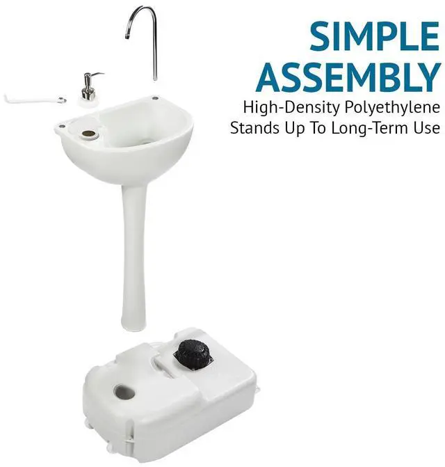 Alt view image 5 of 6 - Hike Crew Advanced Portable Outdoor Foot Pump Camping Sink Hose Connector for Optional Continues Water 5 Gallon (19L) Tank, Wheels, Soap Dispenser, Faucet Hand Wash Basin for Travel, Garage