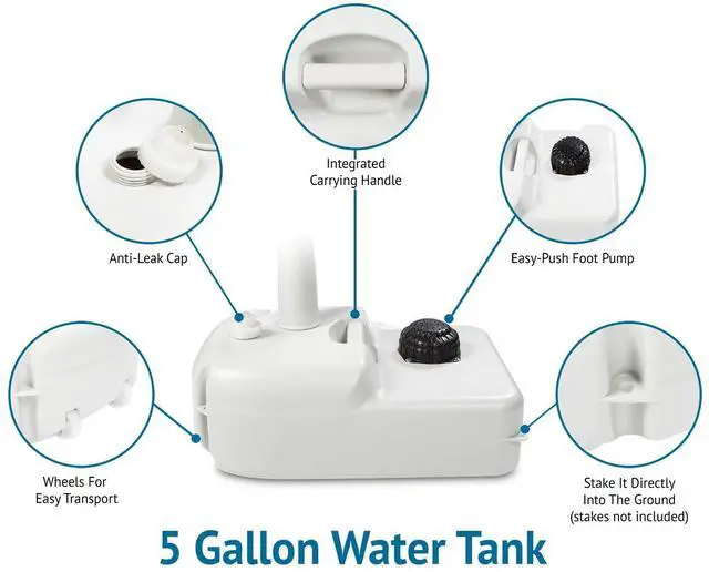 Alt view image 3 of 6 - Hike Crew Advanced Portable Outdoor Foot Pump Camping Sink Hose Connector for Optional Continues Water 5 Gallon (19L) Tank, Wheels, Soap Dispenser, Faucet Hand Wash Basin for Travel, Garage